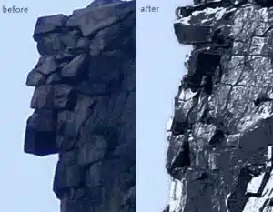 Old Man in the Mountain: Before and After